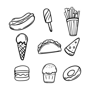 Fast food karalama el çizimi çizimi çizimi