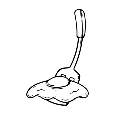 Kızarmış yumurta spatula illüstrasyon retro