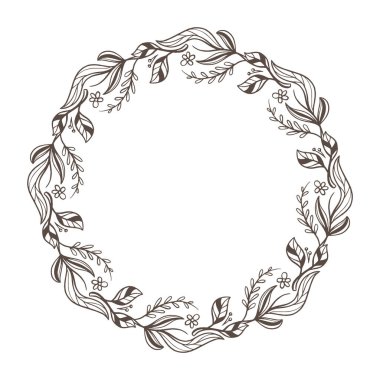 Çember çiçekli çizim çerçeve çizimi illüstrasyonu