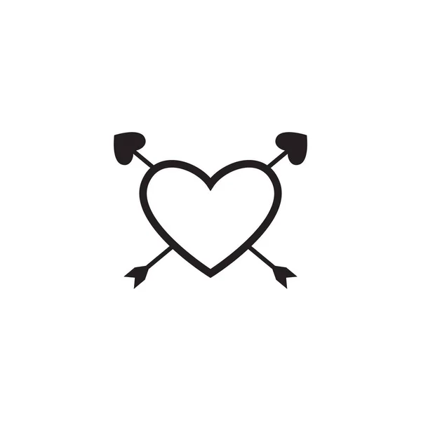 矢印ハートアイコン 赤い愛の線のサイン 白い背景に隔離されたバレンタインデーのシンボル ベクトルイラスト 恋愛要素 — ストックベクタ