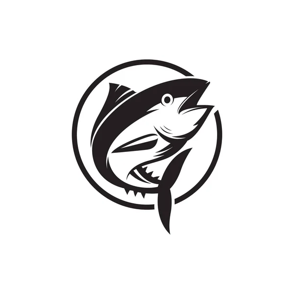 Тунець Риба Векторний Логотип Шаблон Ілюстрація Риболовля — стоковий вектор