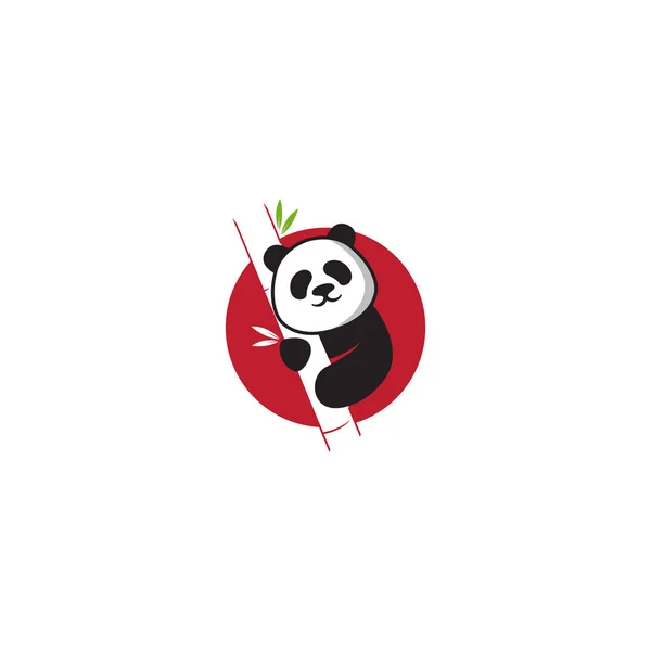 Niedlich Spaß Panda Vektor Illustration Logo Vorlage — Stockvektor