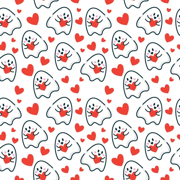 Sevimli çizgi film hayaleti, sevgiye kusursuz bir örnek vektör çizimi verir.