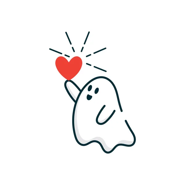 Sevimli hayalet çizgi film aşk vektör çizimi