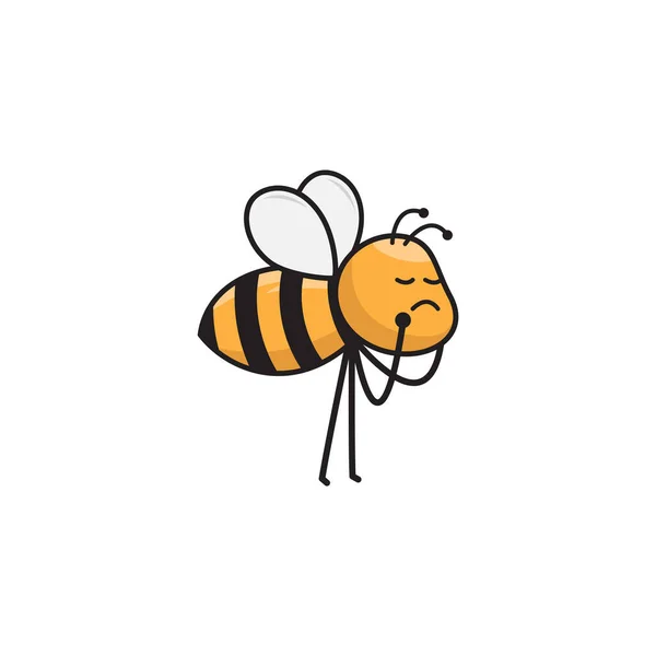 Abeja Lindo Personaje Dibujos Animados Vector Ilustración — Vector de stock