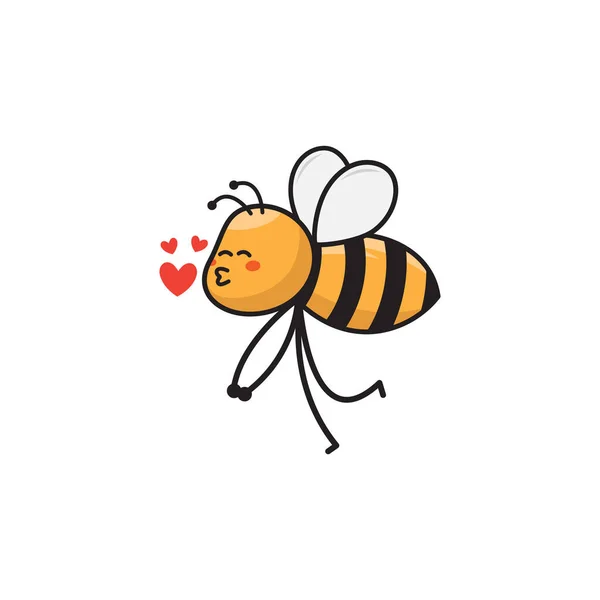 Abeja Lindo Personaje Dibujos Animados Vector Ilustración — Vector de stock