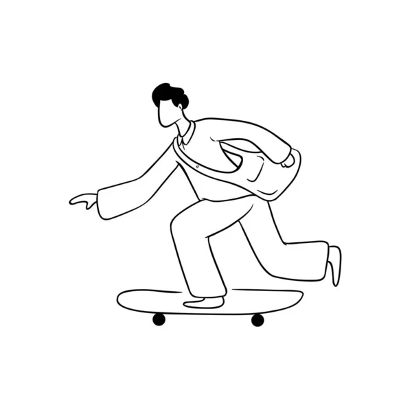 Jeune Utilisation Skateboard Rapide — Image vectorielle