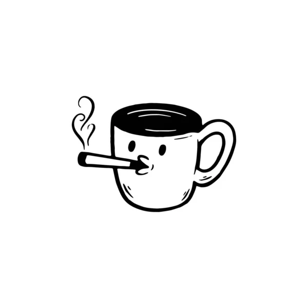 Retro Doodle Kahve Fincanı — Stok Vektör