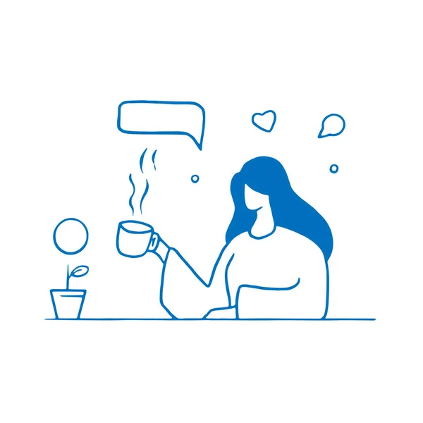 Tempo Café Mulher Ilustração Conceito —  Vetores de Stock