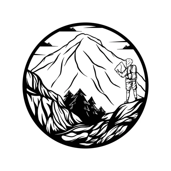 Mountain Explore Man Illustration — Stock Vector