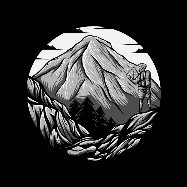 Montaña Explorar Hombre Ilustración — Vector de stock