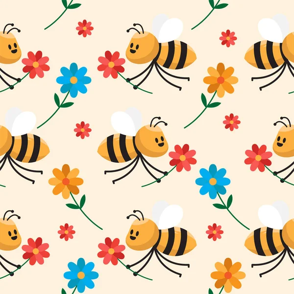 Χαριτωμένο Μέλισσα Κινούμενα Σχέδια Απρόσκοπτη Πρότυπο Διανυσματική Απεικόνιση Royalty Free Εικονογραφήσεις Αρχείου