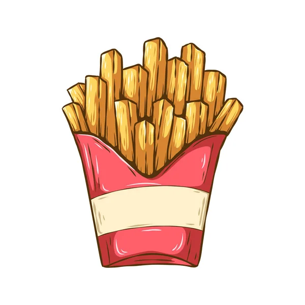 Papas Fritas Papel Rojo Caja Papa Ilustración Vector — Archivo Imágenes Vectoriales