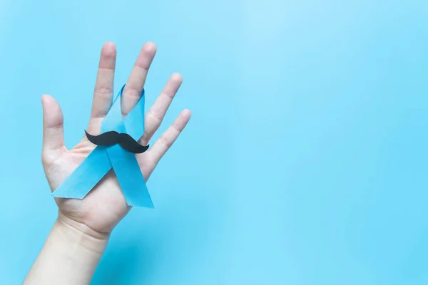 Saúde Masculina Campanha Conscientização Sobre Câncer Próstata Novembro Mãos Homem — Fotografia de Stock