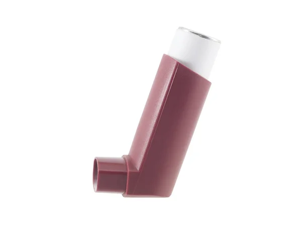 Inhalateur Asthme Avec Étiquette Vierge Isolée Sur Fond Blanc Produit — Photo