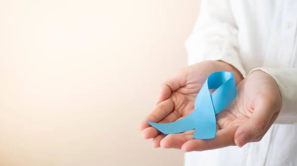 Saúde Masculina Campanha Conscientização Câncer Próstata Novembro Mês Close Mãos — Fotografia de Stock