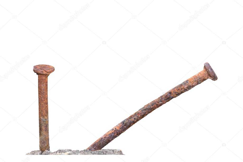 Rust nail isolated on white background. Clipping path