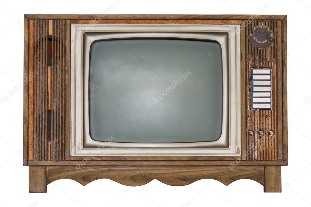 Retro Television isolated on white background. Clipping path