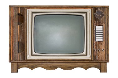 Retro Television beyaz arkaplanda izole edildi. Kesme yolu