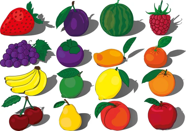 Früchte Vektor Süße Tropische Zitrusfrüchte — Stockvektor