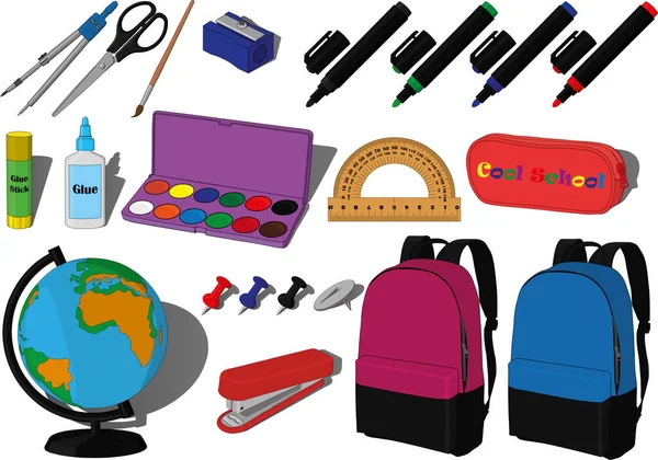 School Supplies Set Vector Illustration — Stock Vector