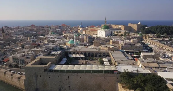 Acre Israel: Aerial footage of the old City and the Muslim Mosque Al-Jazzar.