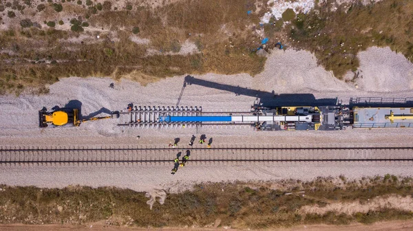 Rail tracks maintenance process. Repairing railway. — Stock Photo, Image