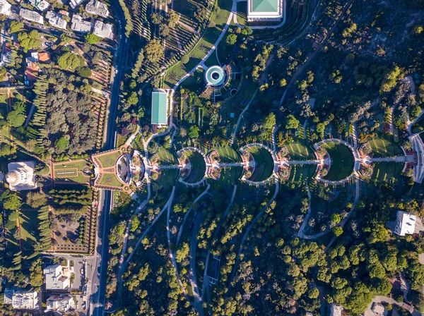 Jardín Bahai y el templo en Haifa, Israel. Vista aérea. — Foto de Stock