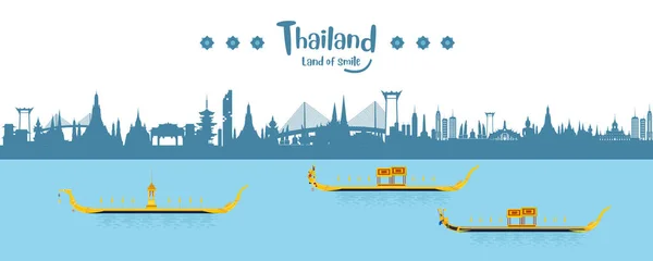 Tayland seyahat konsepti. Tayland 'daki Altın Saray Düz Stil