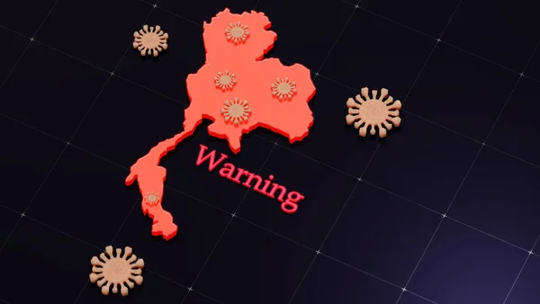 Tayland, Tayland 'da Coronavirus (COVID-19) uyarı bölgesi, Tayland' da Coronavirus salgınının yayılmasını engellemek için kapatma işlemini başlatır. 3d hazırlayıcı.