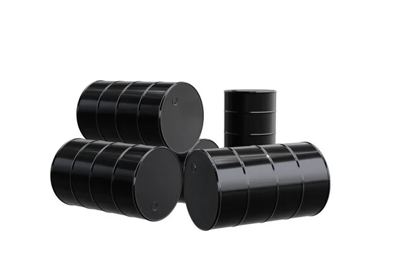 Beyaz zemin üzerinde izole edilmiş petrol tankı grubu, beyaz zemin üzerinde izole edilmiş siyah çelik yakıt tankı endüstrisi. 3d hazırlayıcı.