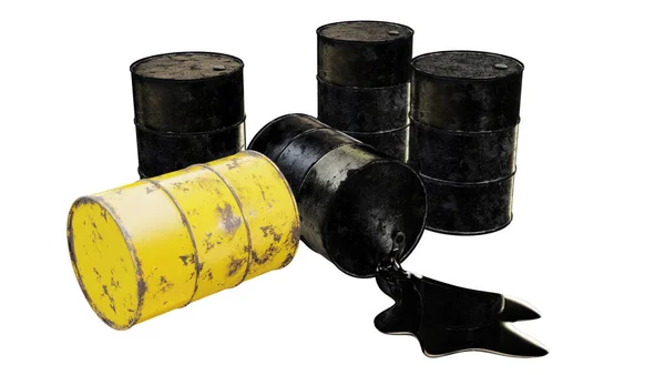 Endüstriyel yakıt, beyaz arka planda izole edilmiş eski petrol tankı, petrol deposu. 3d hazırlayıcı.