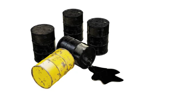 Endüstriyel yakıt, beyaz arka planda izole edilmiş eski petrol tankı, petrol deposu. 3d hazırlayıcı.