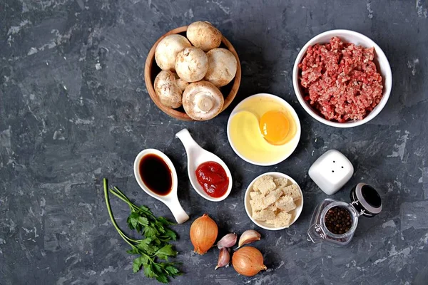 Ingredientes Para Cozinhar Rolo Carne Vista Superior — Fotografia de Stock