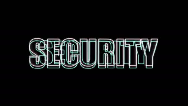 Concetto Sicurezza Informatica Parola Sicurezza Uno Schermo Nero Con Effetto — Video Stock