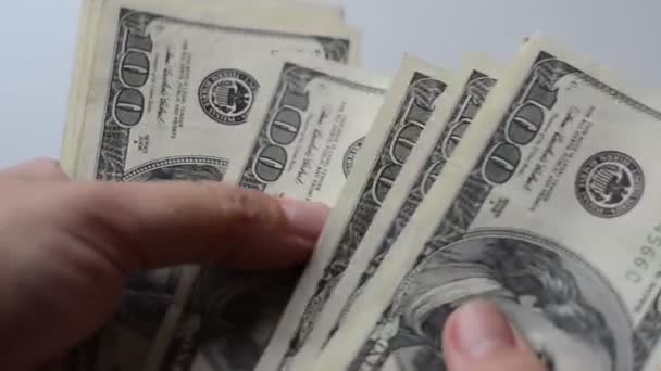 Personne Compte Entre Les Mains Des Billets 100 Dollars Fond — Video