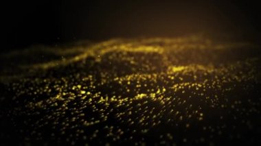 altın parçacıkları siyah arkaplanda dalga arkaplanı