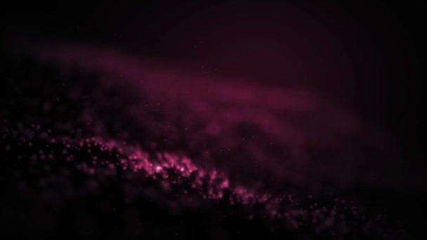 Rosa Teilchen Wellen Hintergrund Auf Schwarzem Hintergrund — Stockvideo