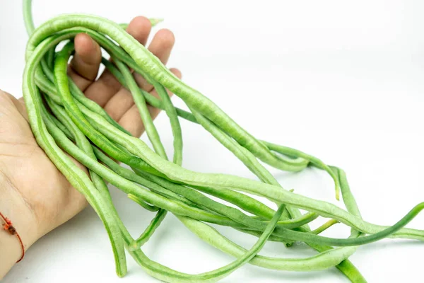 手に入れた新鮮な長い緑の豆は — ストック写真