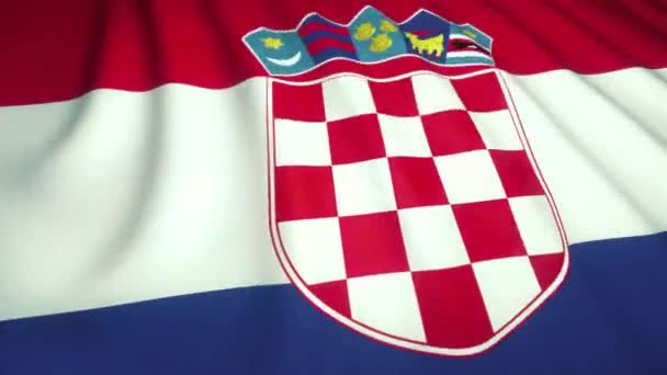 Ondeando Bandera Croacia Bucle Animación Realista — Vídeo de stock