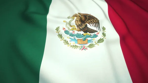 Vlnění Realistické Mexiko Vlajky Pozadí Zblízka Ilustrace — Stock fotografie