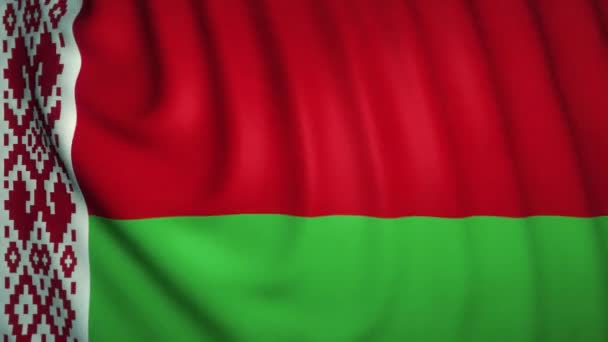 Κυματίζοντας Ρεαλιστική Σημαία Της Λευκορωσίας Βρόχο Animation — Αρχείο Βίντεο