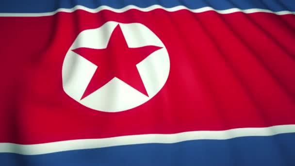 Waving Realistic North Korea Flag Loop Animation — Stock video