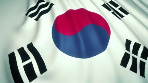 Das Schwenken Einer Realistischen Südkoreanischen Flagge Loop Animation — Stockvideo