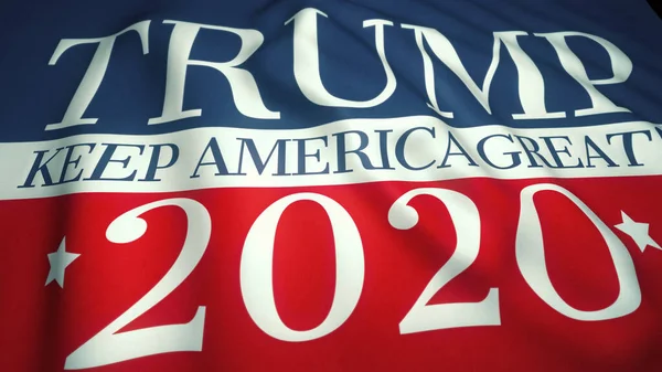 Donald Trump Campanha Presidencial 2020 Acenando Com Bandeira Eua Cores — Fotografia de Stock