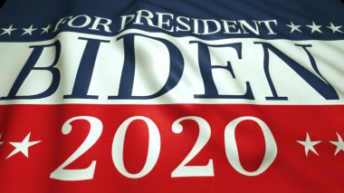 Başkanlık kampanyası 2020, ABD renkleri, yıldızları ve çizgileri ile bayrak sallama, seçim 2020 ABD 3d illüstrasyon.