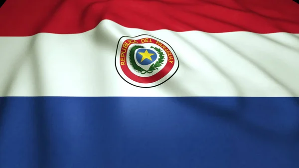 Sventolando Bandiera Realistica Del Paraguay Vicino Sullo Sfondo Illustrazione — Foto Stock
