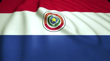 4K 'da gerçekçi Paraguay bayrağı sallamak, döngü animasyonu