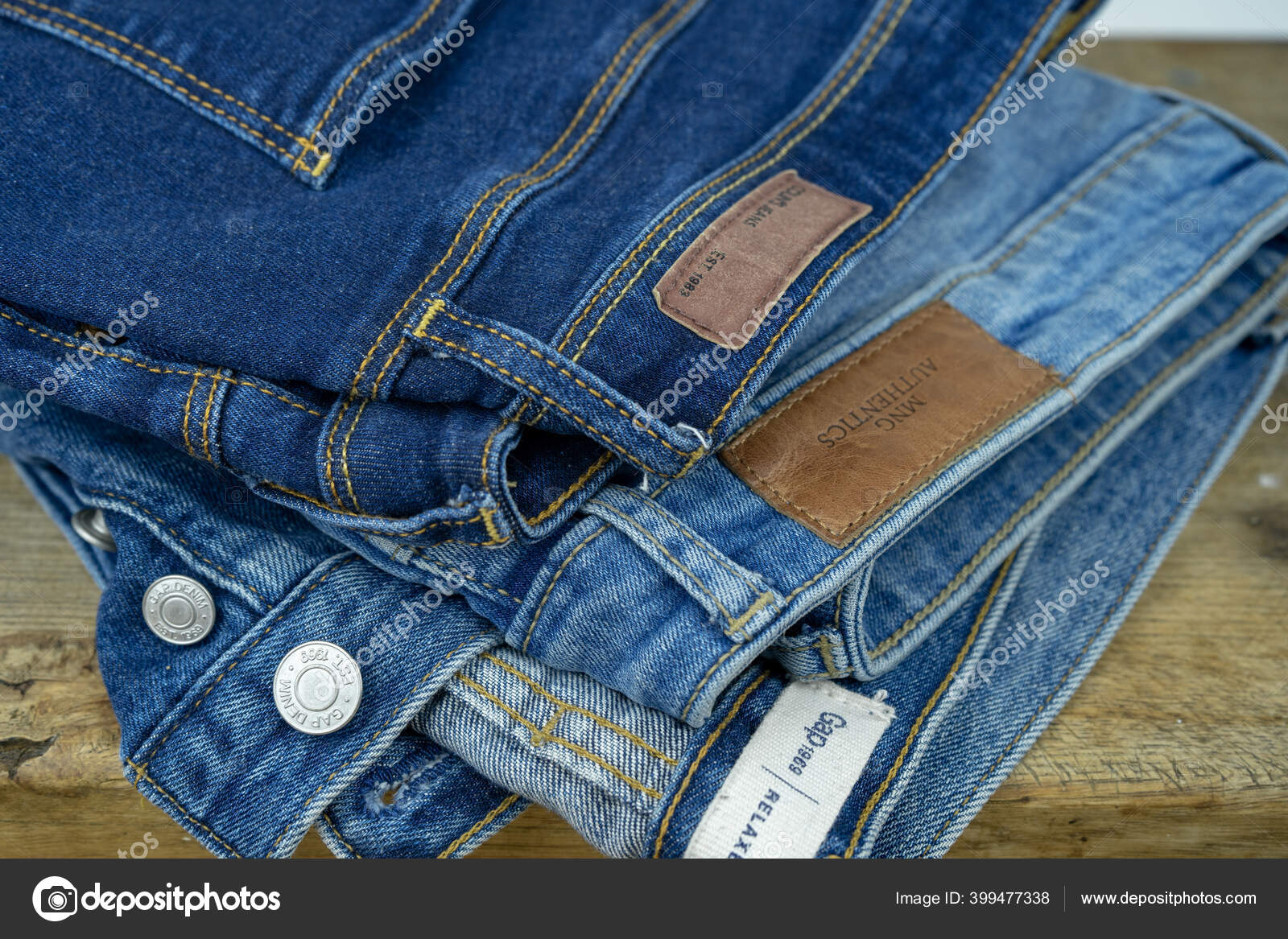 Blue Brand Mango Gap Colin's Pants Classic Denim – Stock Photo © kk_studio #399477338
