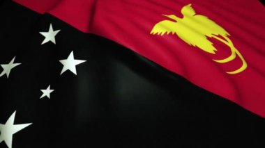 4K 'da gerçekçi Papua Yeni Gine bayrağı sallamak, döngü animasyonu